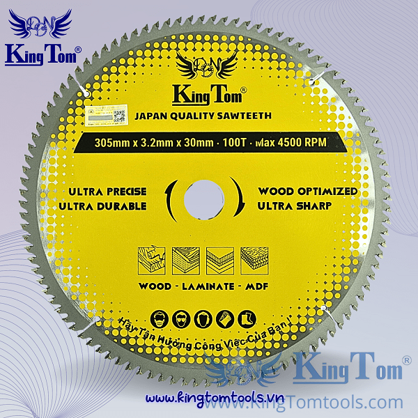 Lưỡi Cắt Gỗ 305-100 Răng KingTom Vàng